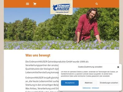 Website von ErdmannHAUSER Getreideprodukte GmbH