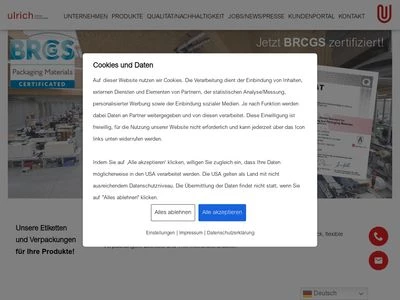 Website von Ulrich Etiketten GesmbH