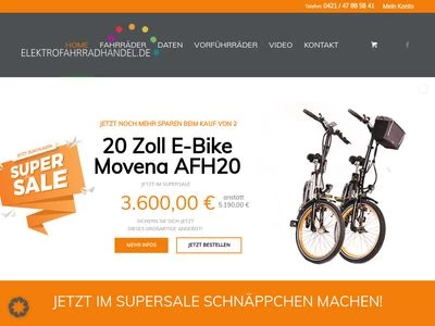 Website von Elektrofahrradhandel.de GmbH